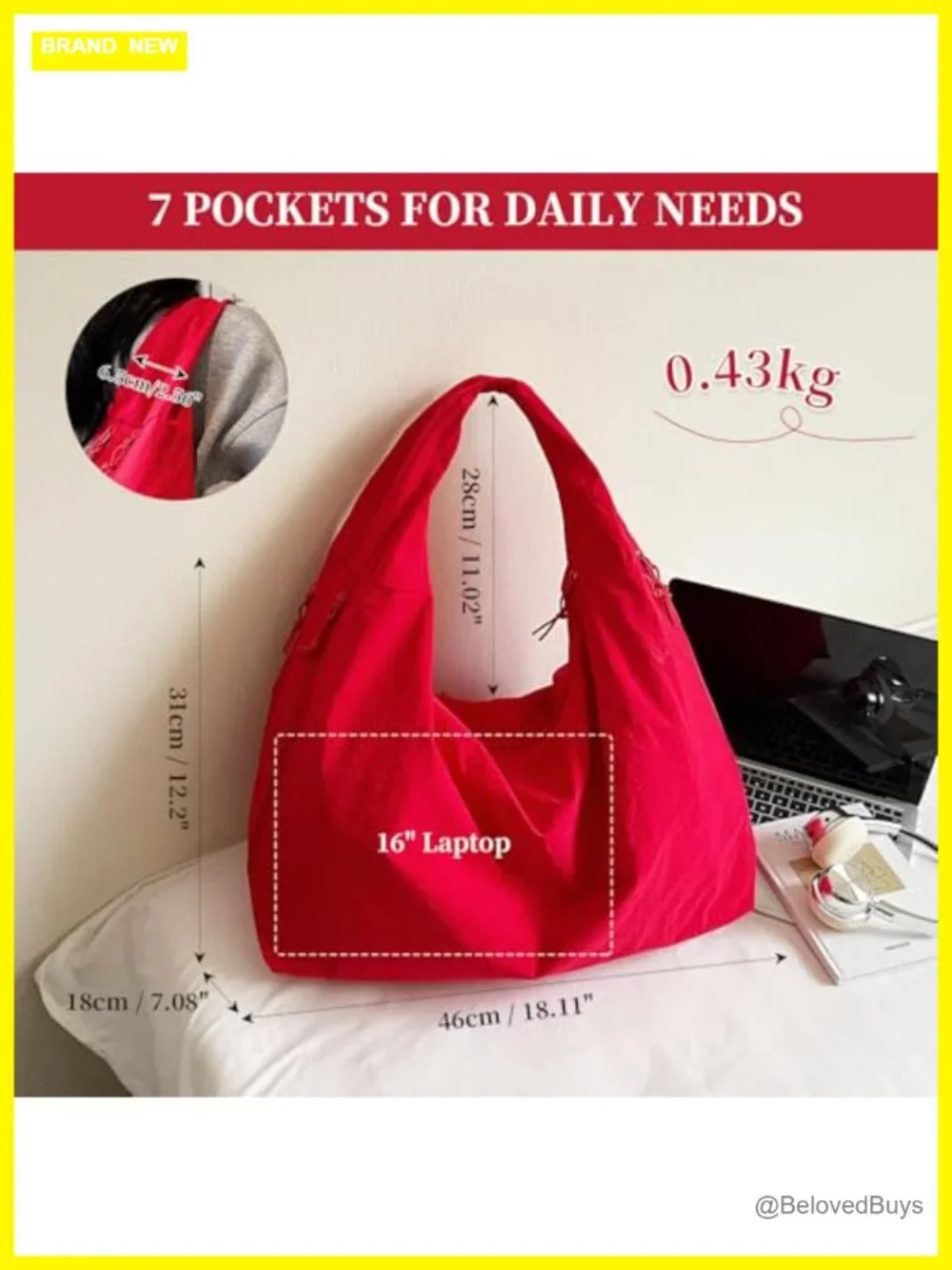 Large Slouchy Nylon Hobo Bag Tote Shoulder Travel Beach Gym